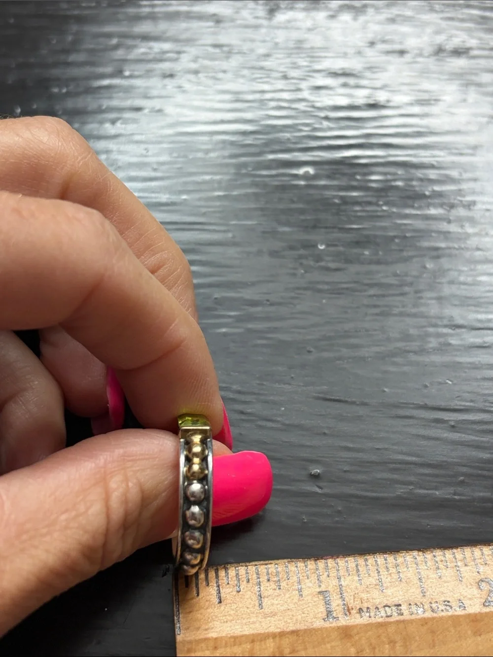 Lagos Caviar 925 silver & 18K Gold-Peridot Ring size 7 3/4